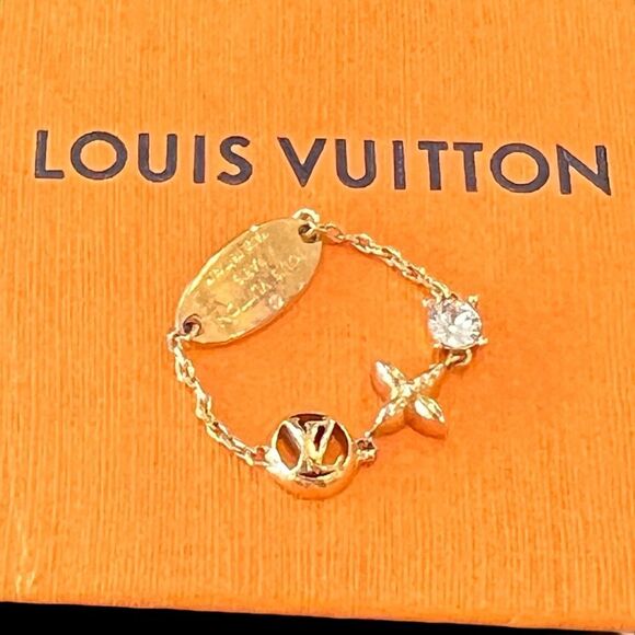 LOUIS VUITTON 
Metal Crystal Petite Louis Ring S - Picture 2 of 4